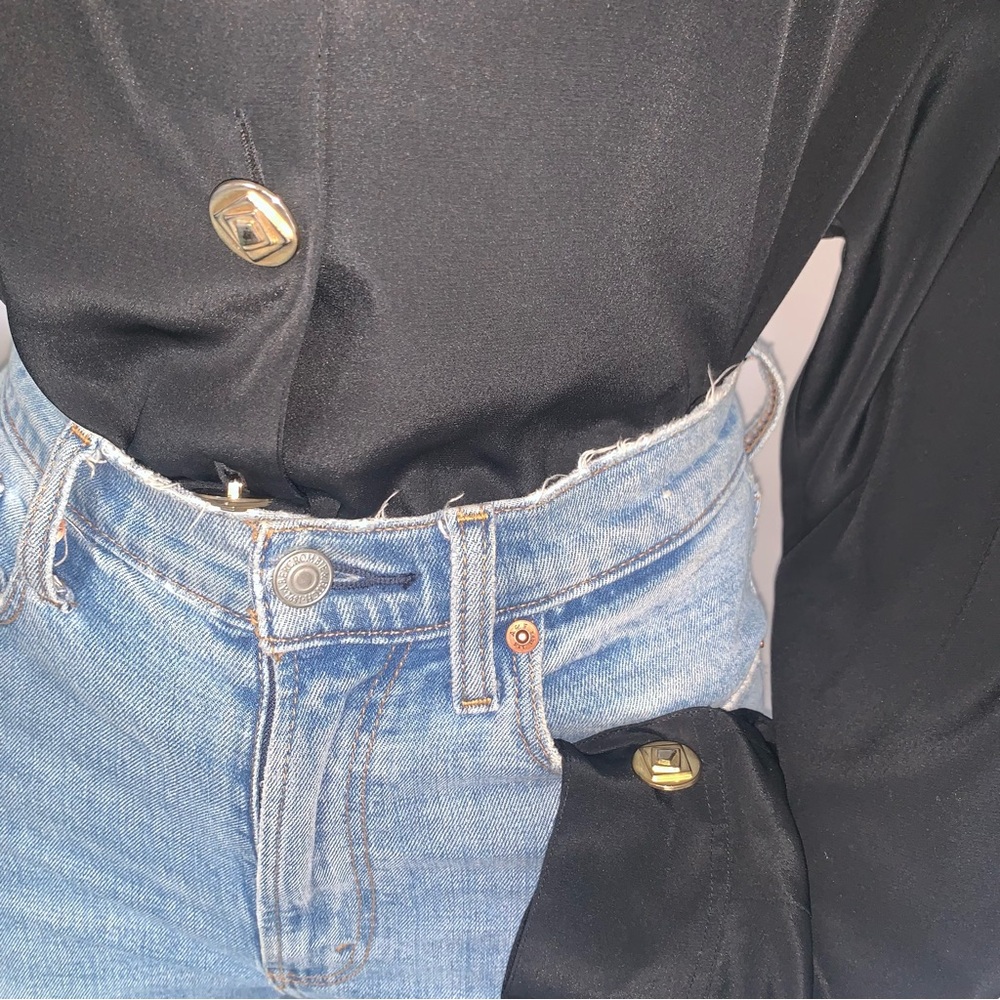 Vintage Black Blouse with Gold Embroidered Collar - Picture 13 of 15